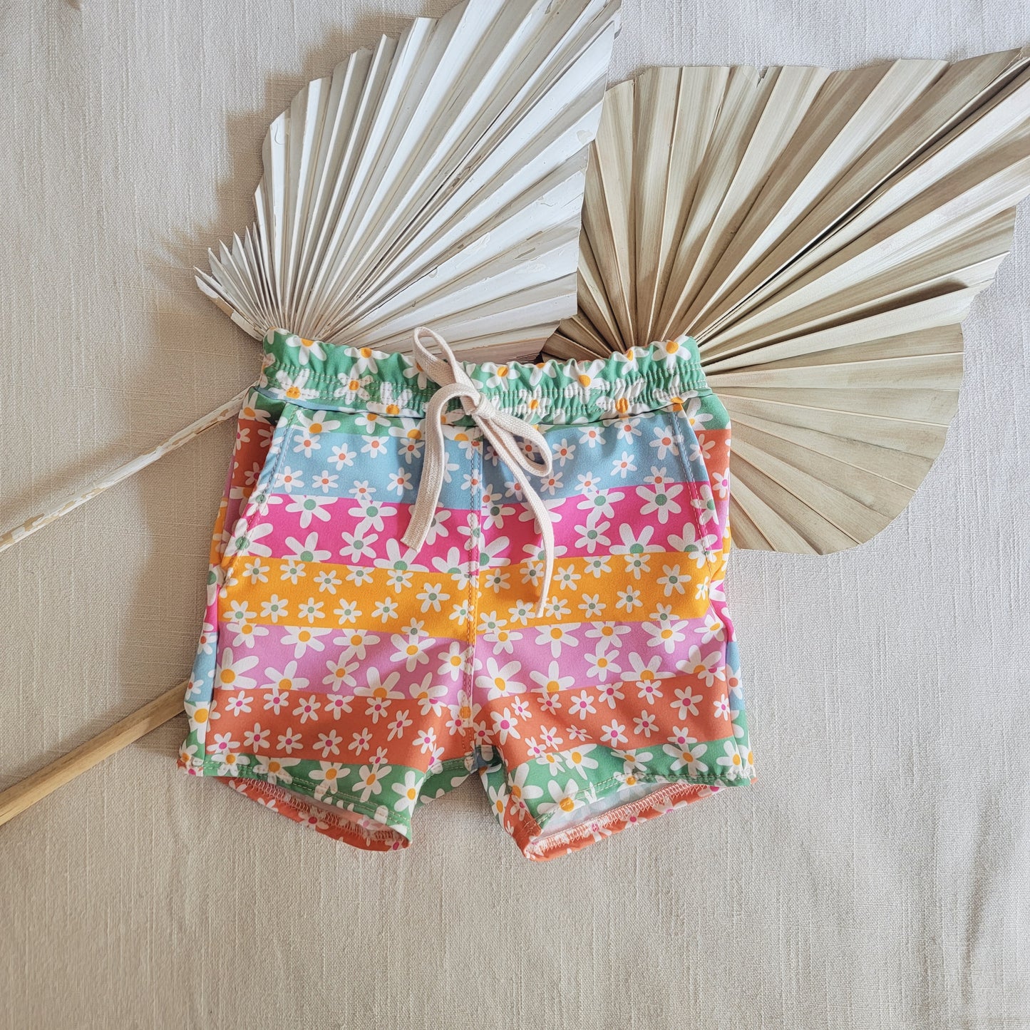 Rainbow floral surf shorts