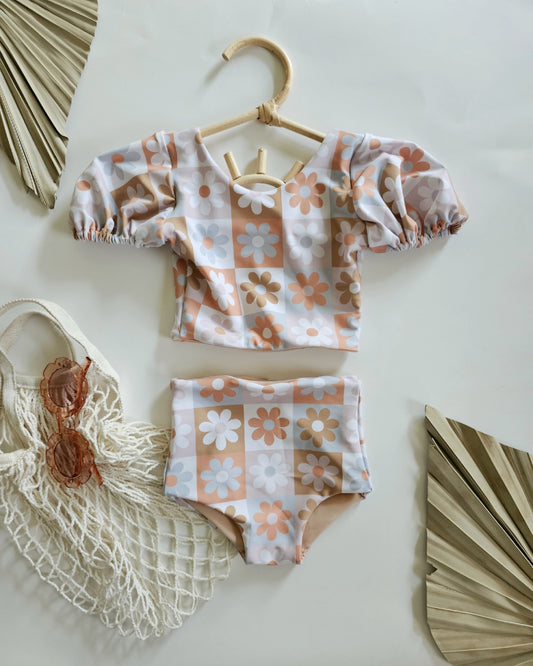 Neutral floral bikini set