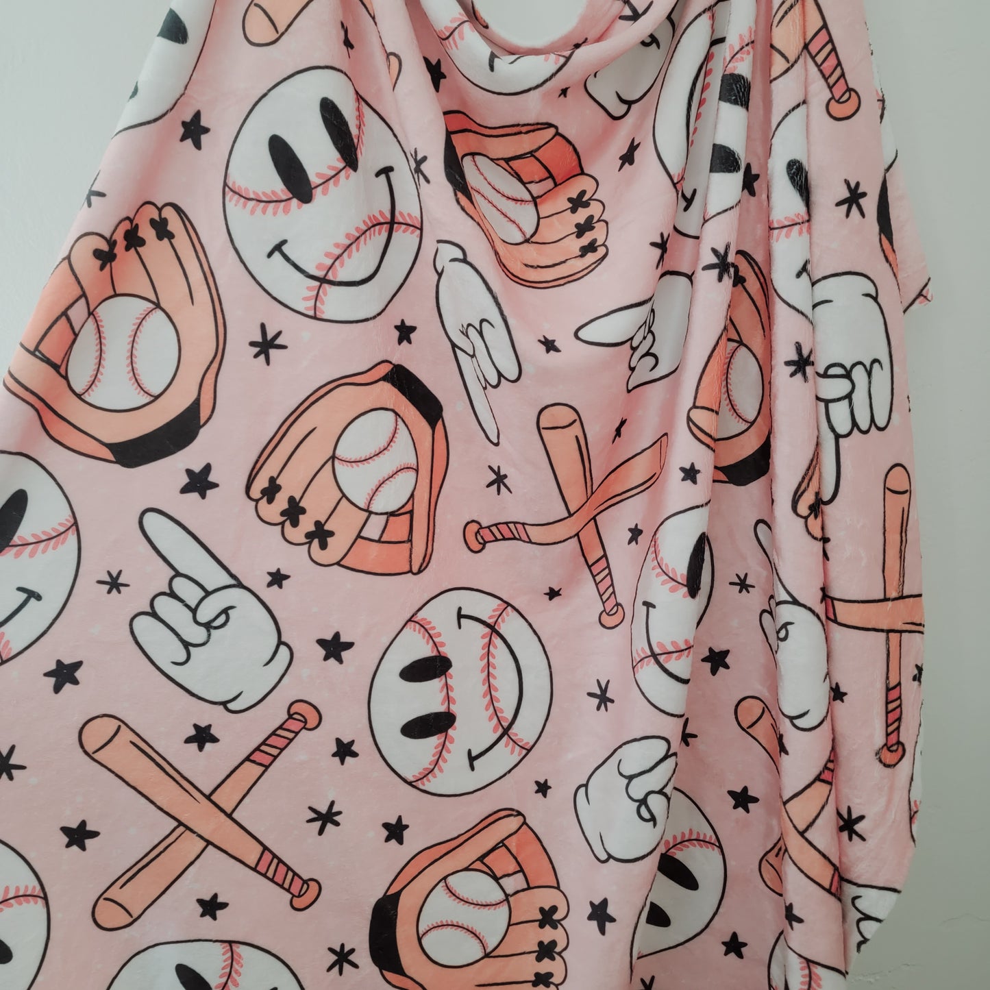 Baseball throw blanket