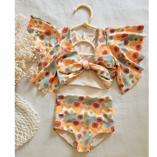 Groovy floral two-piece bikini