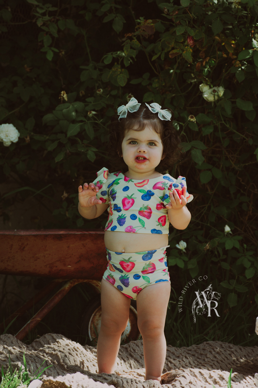 Fruity puff sleeve two-piece